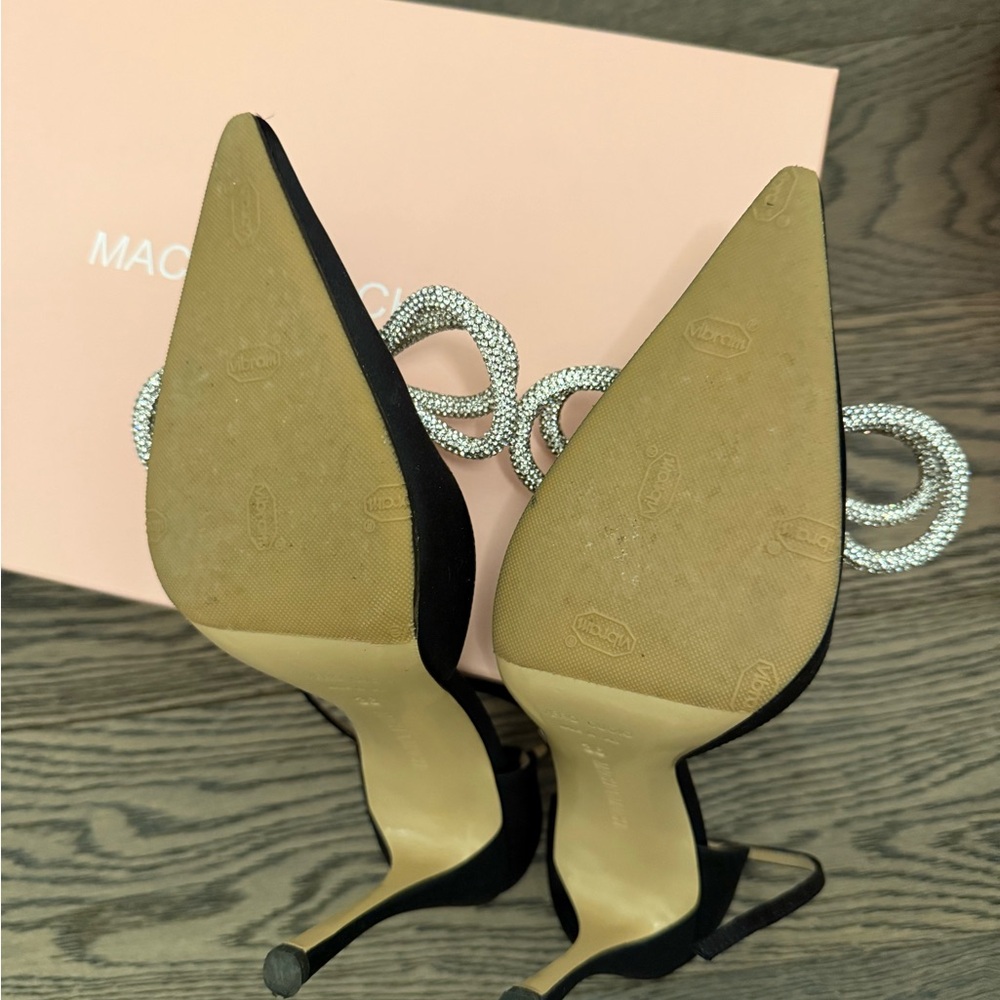 MACH & MACH Black and Silver Heels with Crystal Bow - Picture 2 of 3